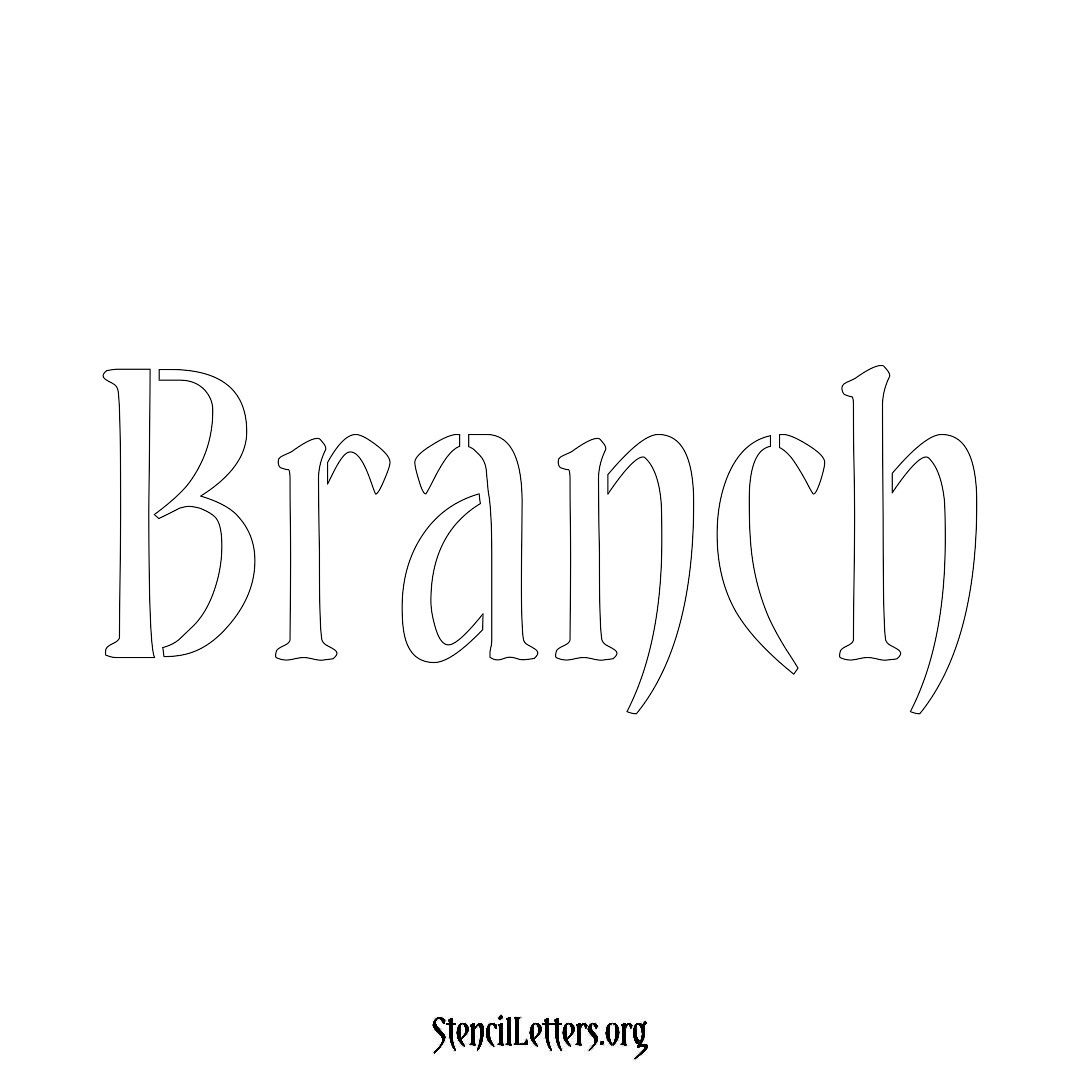 Branch name stencil in Vintage Brush Lettering