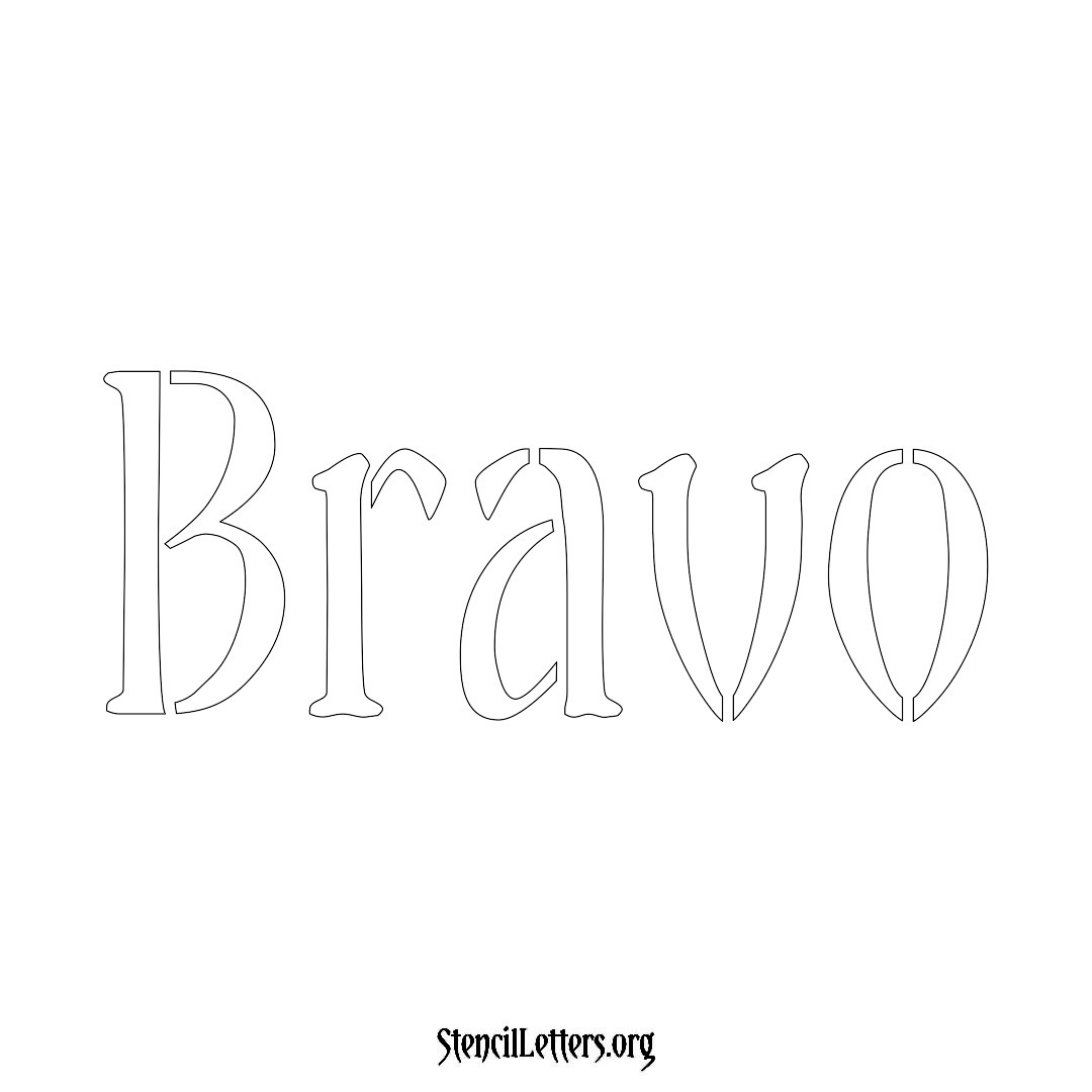 Bravo name stencil in Vintage Brush Lettering