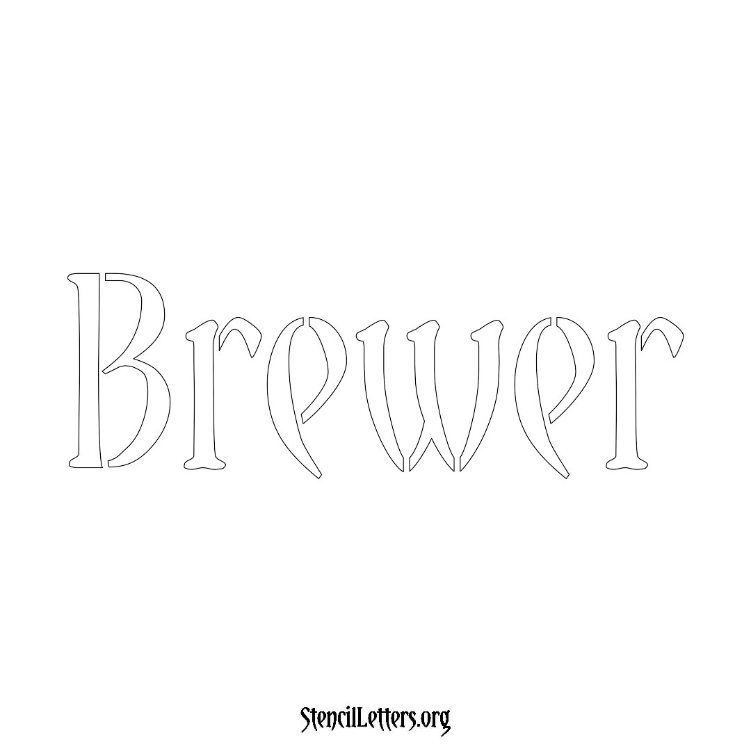 Brewer name stencil in Vintage Brush Lettering