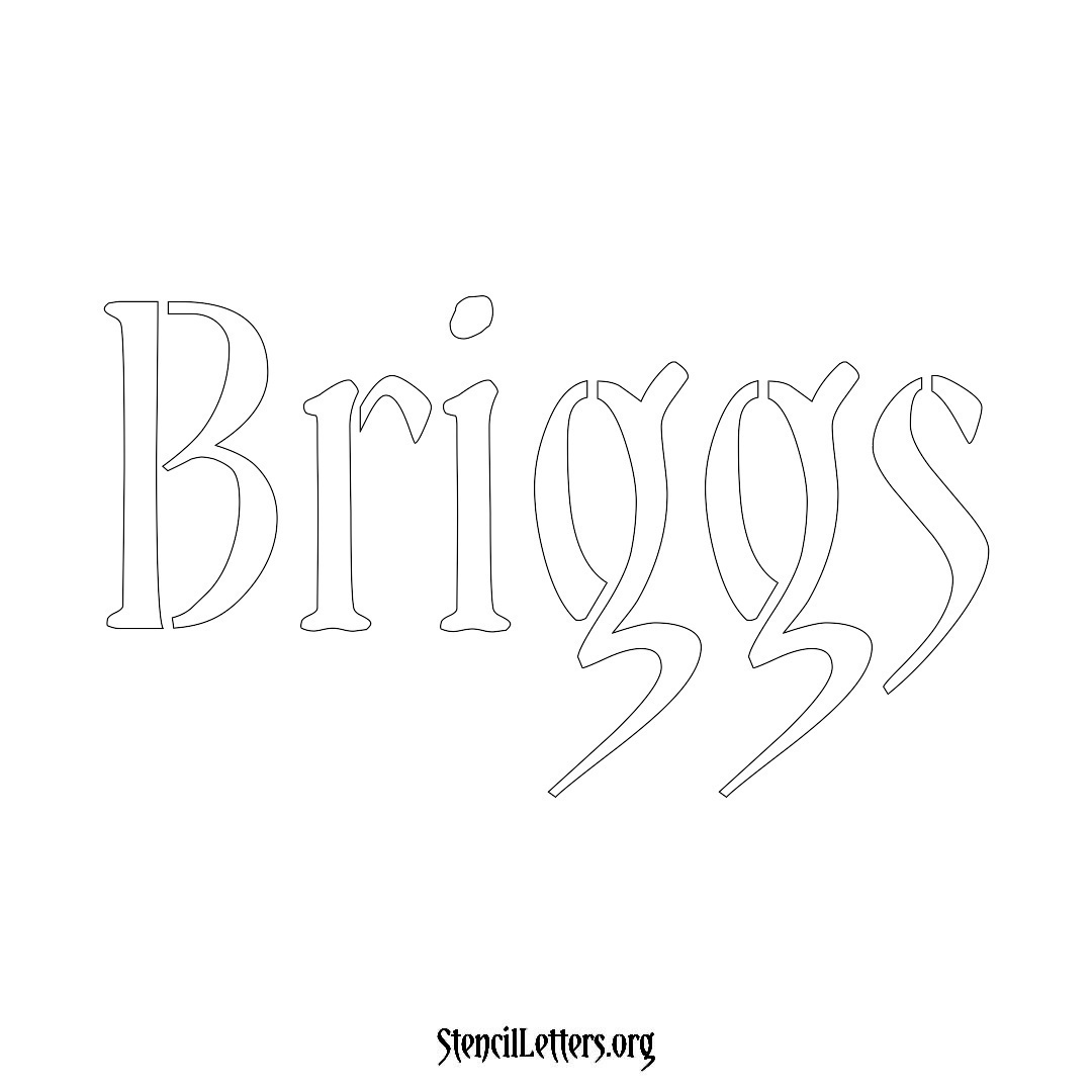 Briggs name stencil in Vintage Brush Lettering