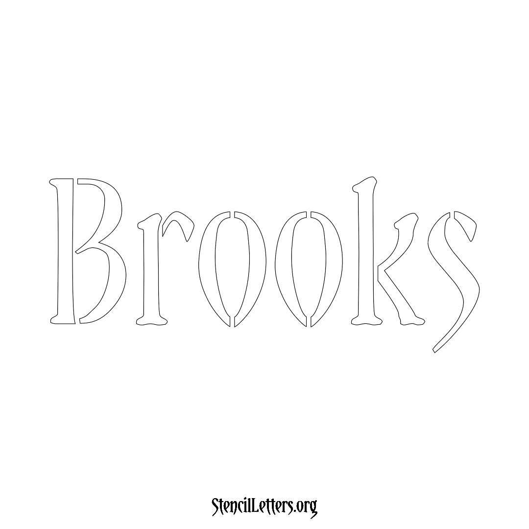 Brooks name stencil in Vintage Brush Lettering