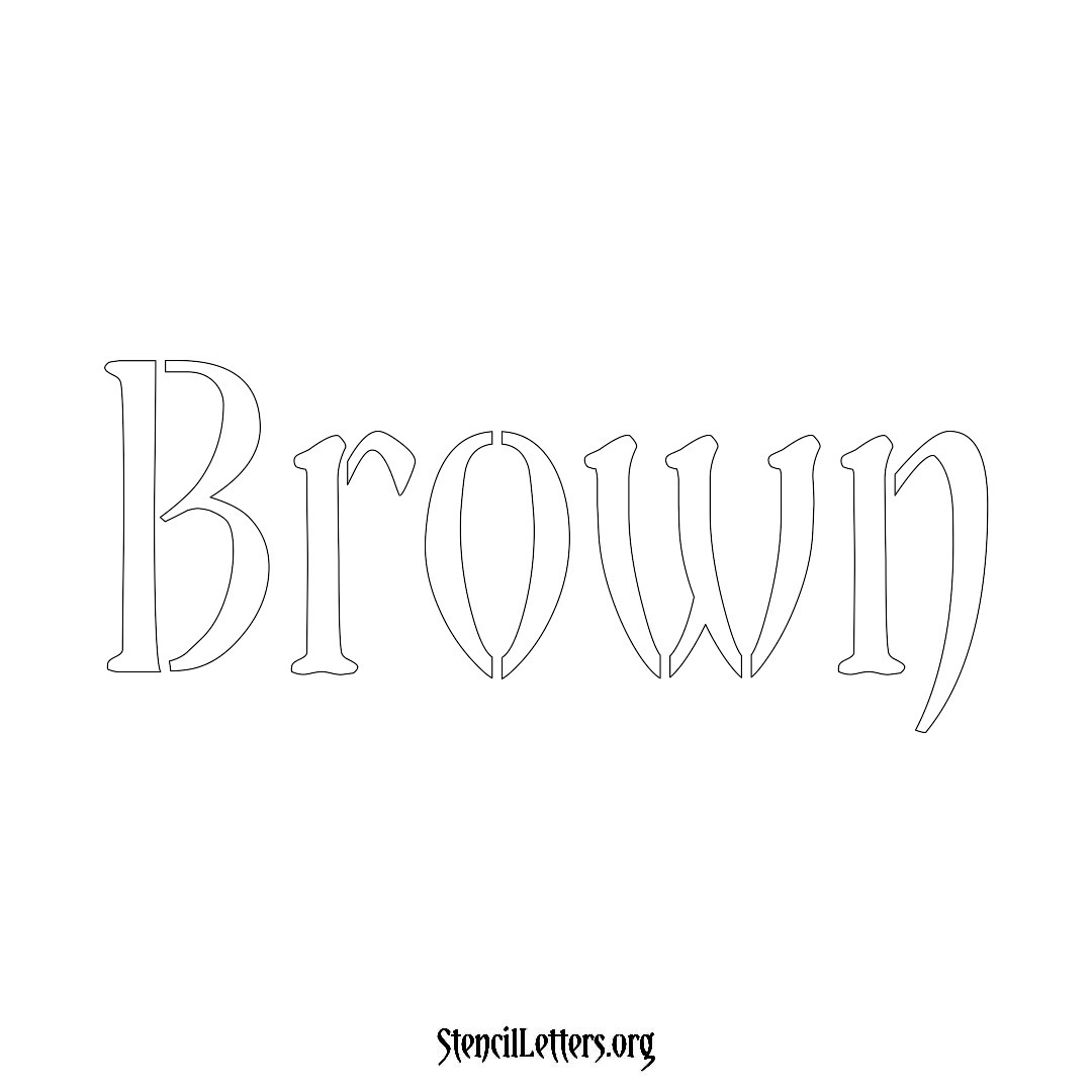Brown name stencil in Vintage Brush Lettering