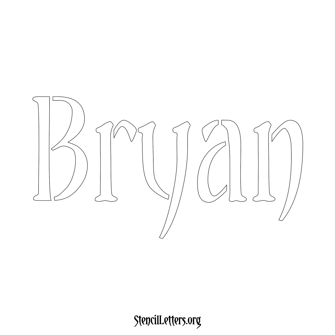 Bryan name stencil in Vintage Brush Lettering