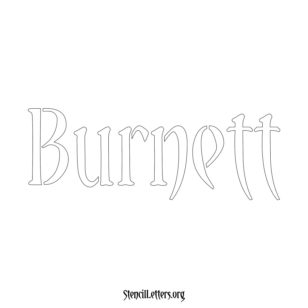 Burnett name stencil in Vintage Brush Lettering