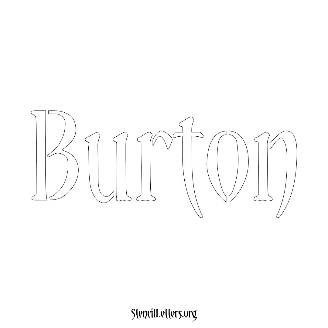 Burton name stencil in Vintage Brush Lettering