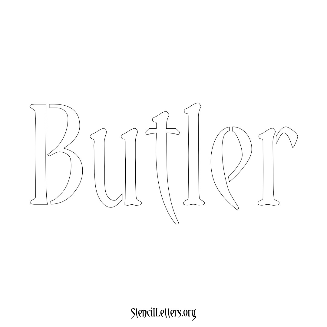 Butler name stencil in Vintage Brush Lettering