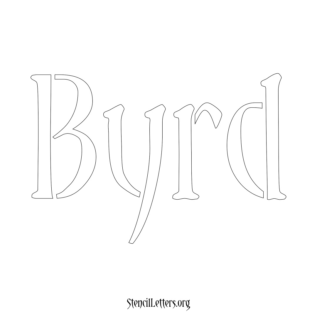Byrd name stencil in Vintage Brush Lettering