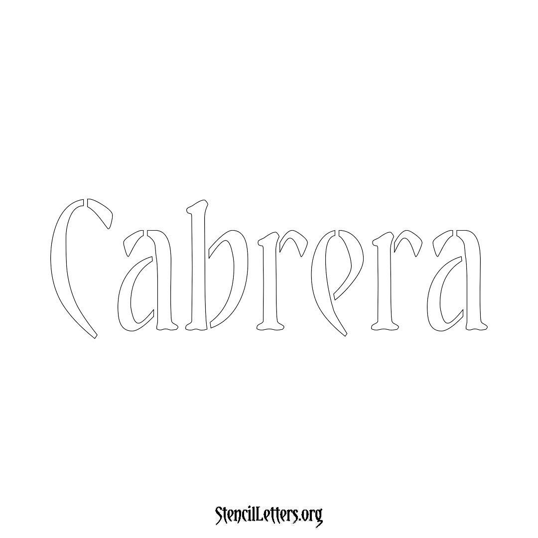 Cabrera name stencil in Vintage Brush Lettering