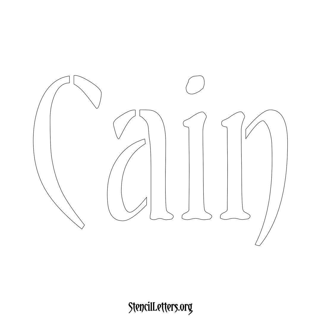 Cain name stencil in Vintage Brush Lettering