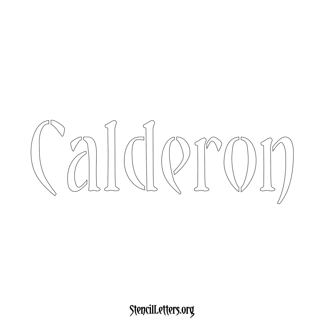 Calderon name stencil in Vintage Brush Lettering