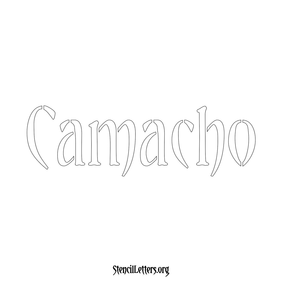 Camacho name stencil in Vintage Brush Lettering