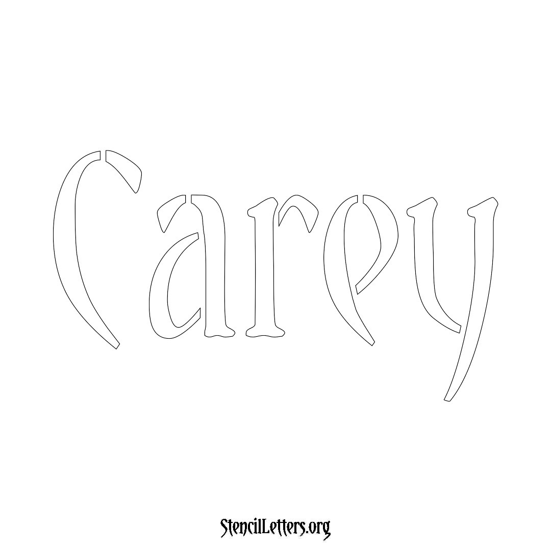 Carey name stencil in Vintage Brush Lettering