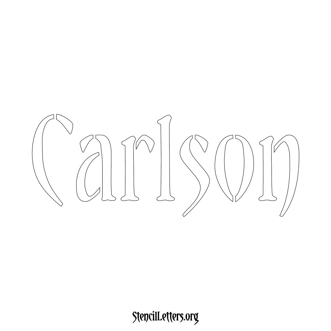 Carlson name stencil in Vintage Brush Lettering