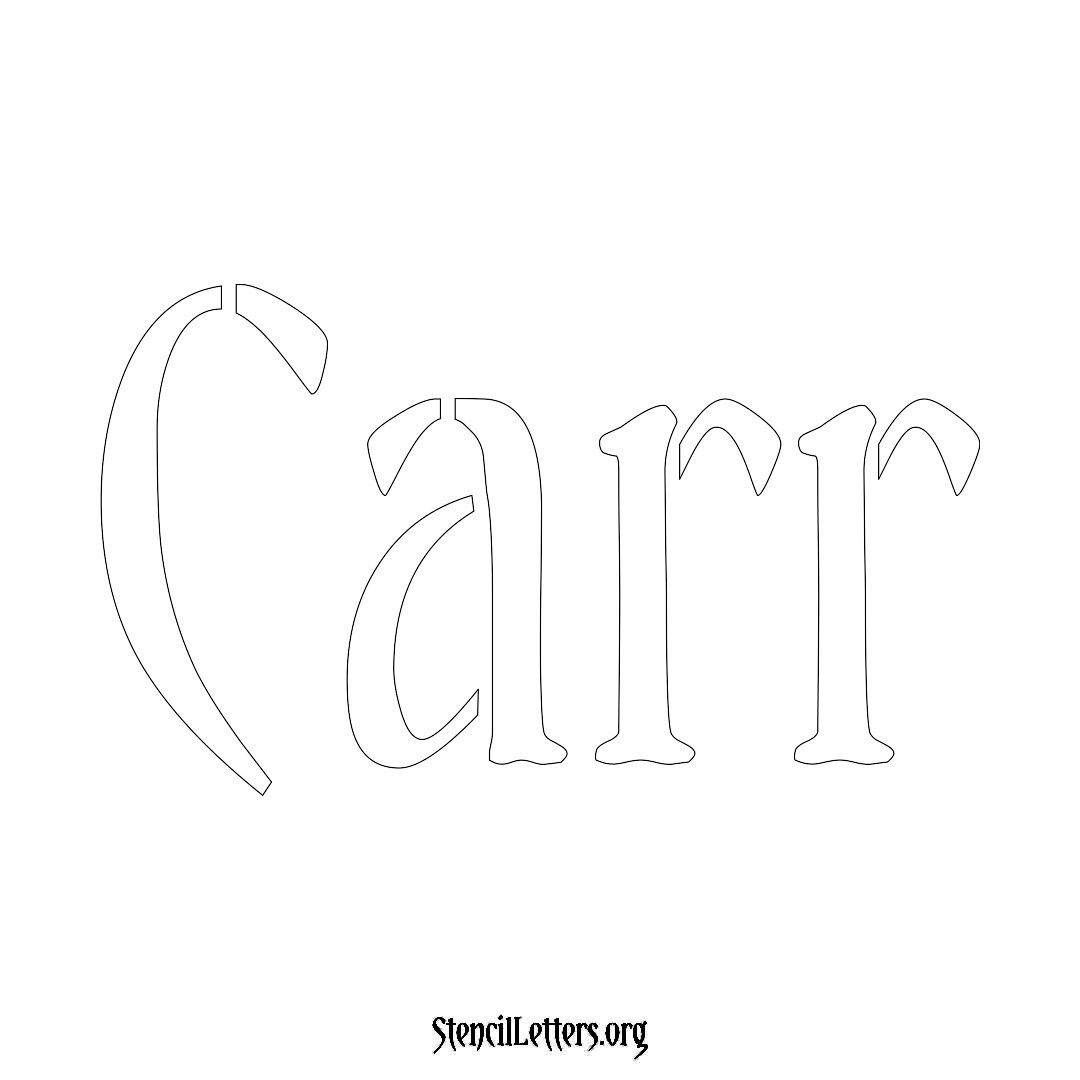 Carr name stencil in Vintage Brush Lettering