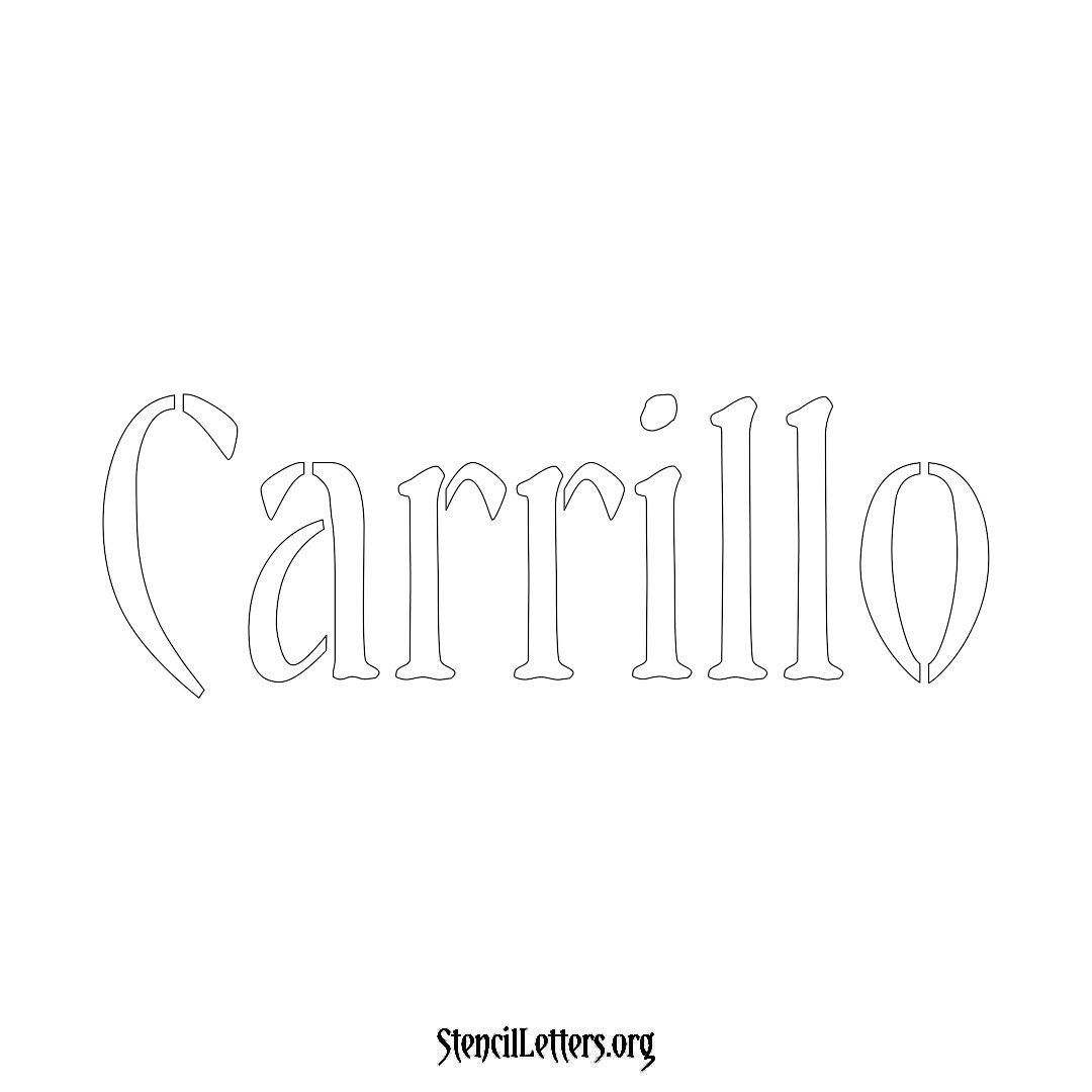 Carrillo name stencil in Vintage Brush Lettering