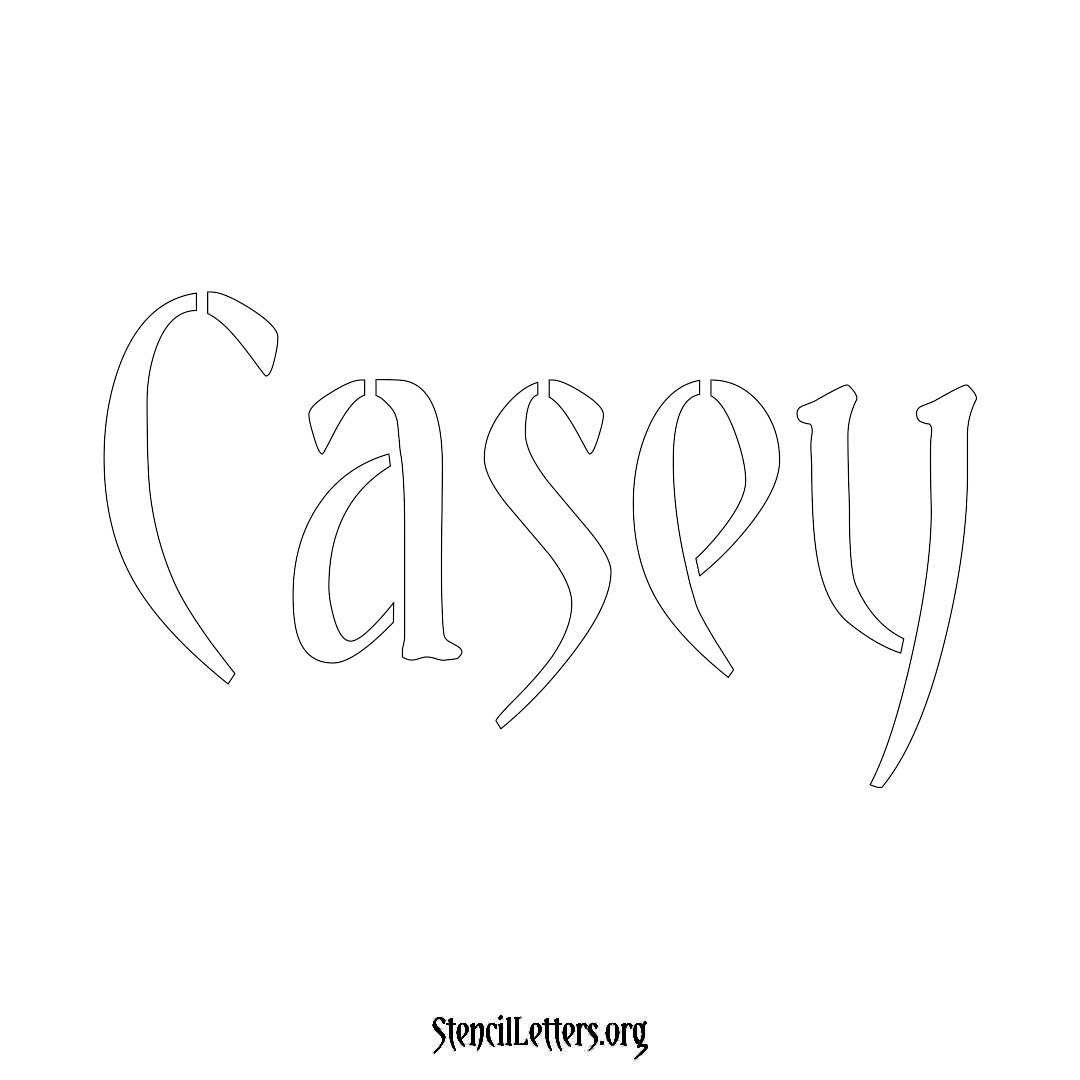 Casey name stencil in Vintage Brush Lettering