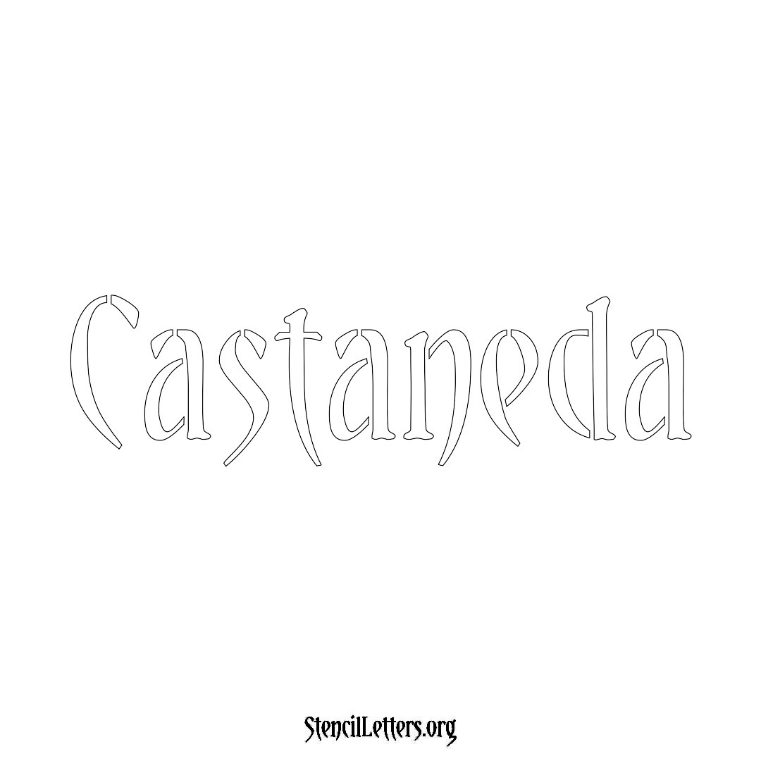 Castaneda name stencil in Vintage Brush Lettering