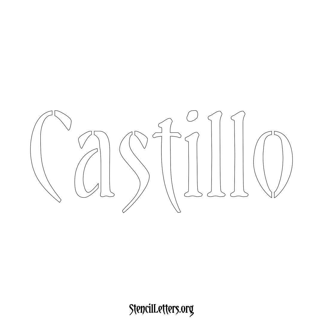 Castillo name stencil in Vintage Brush Lettering