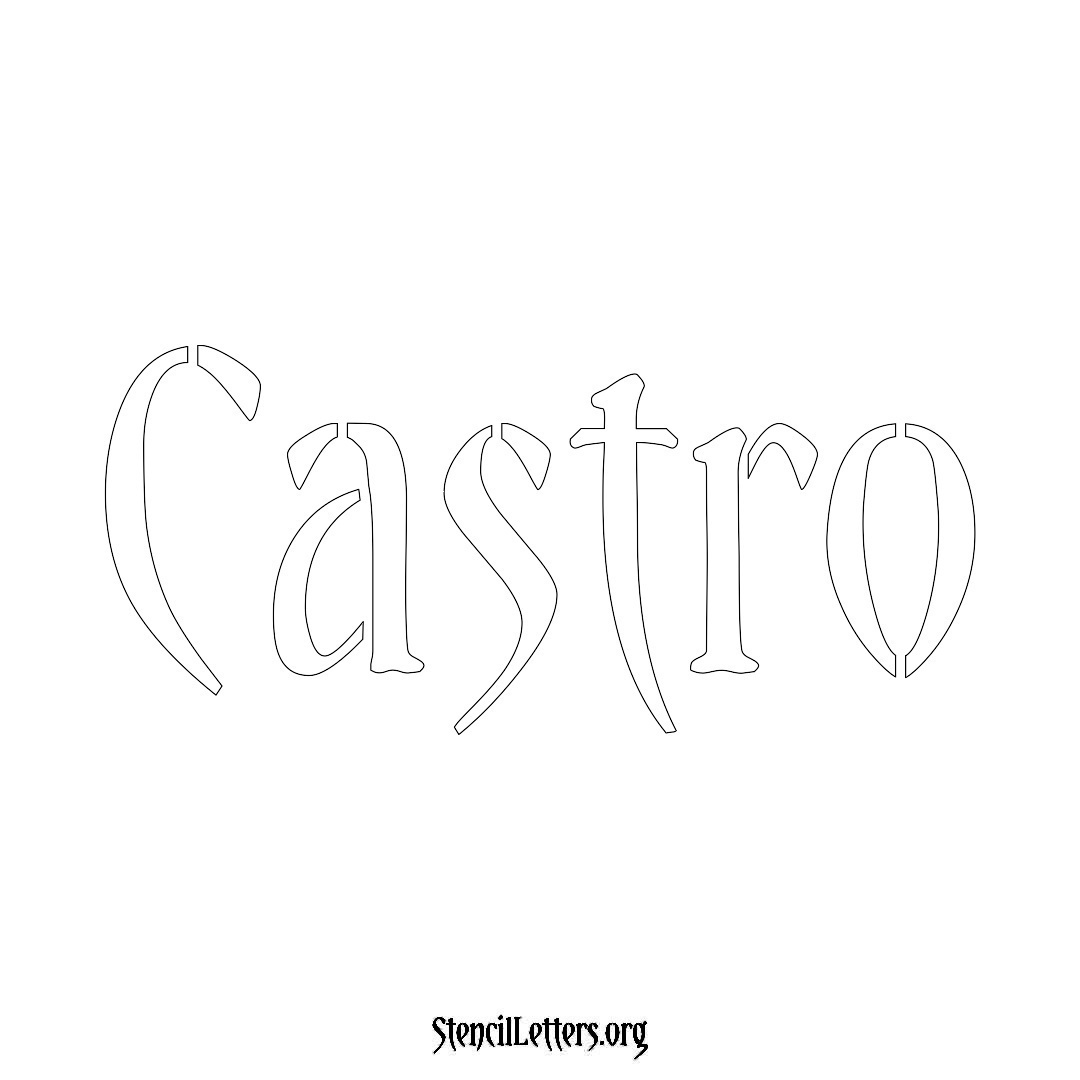 Castro name stencil in Vintage Brush Lettering