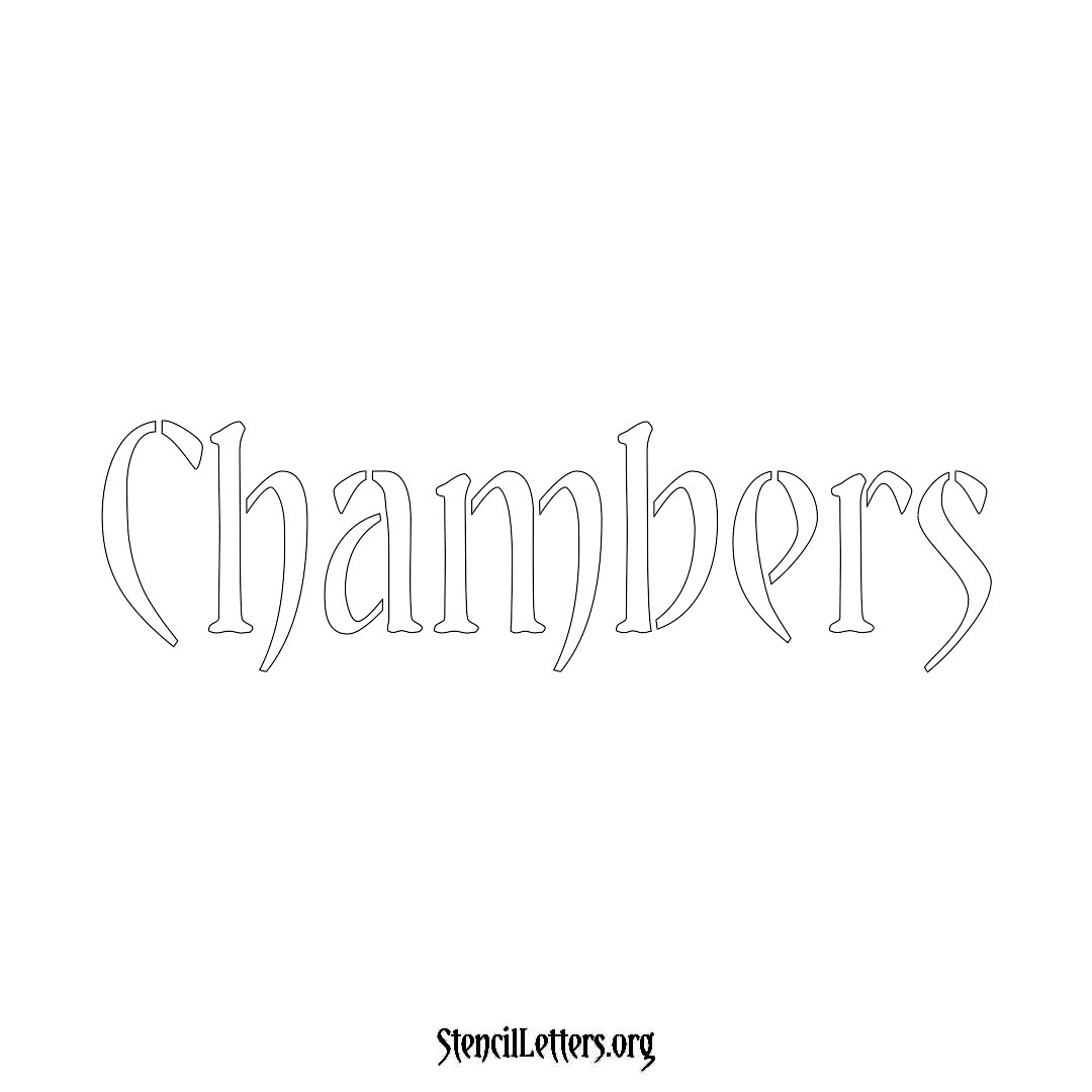 Chambers name stencil in Vintage Brush Lettering