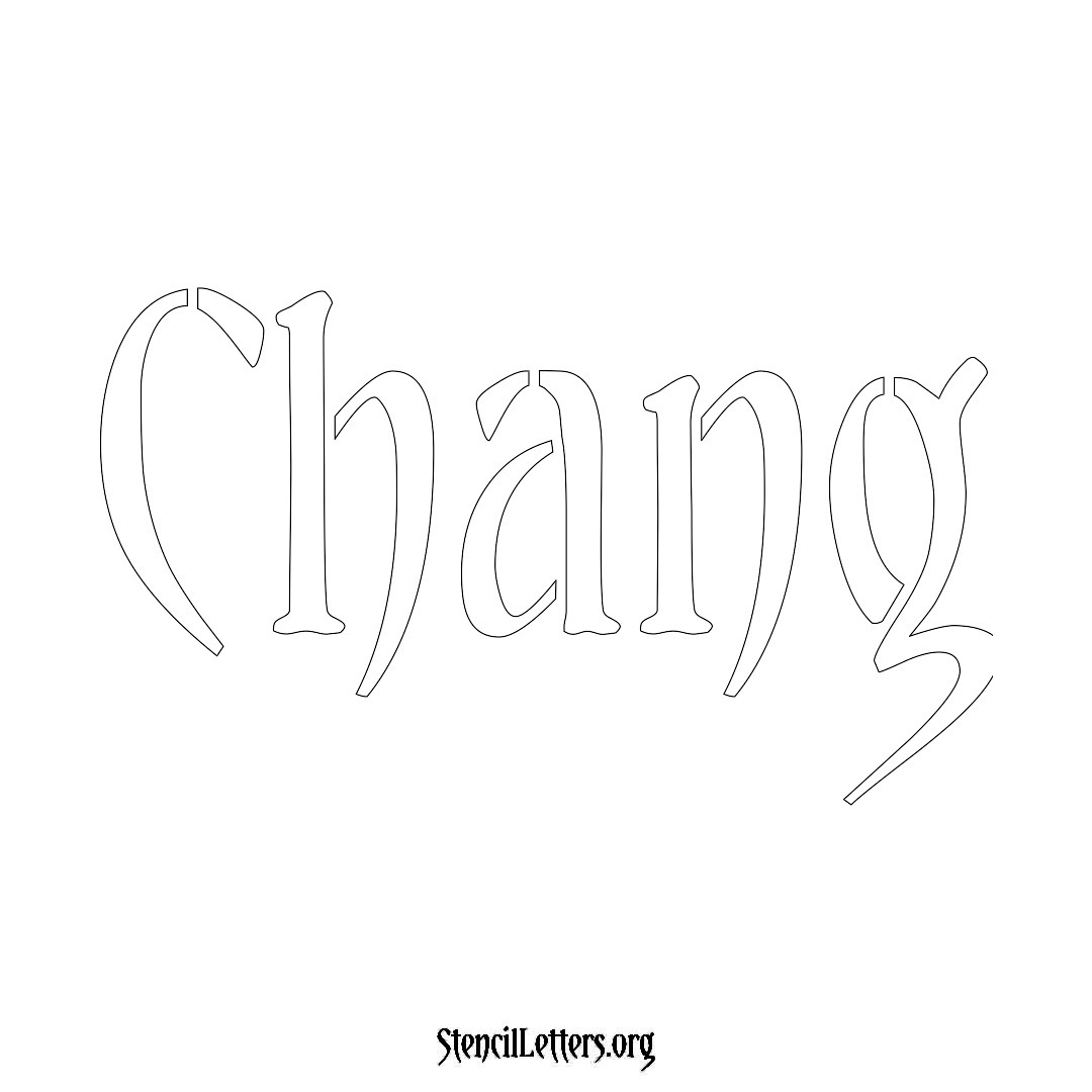 Chang name stencil in Vintage Brush Lettering
