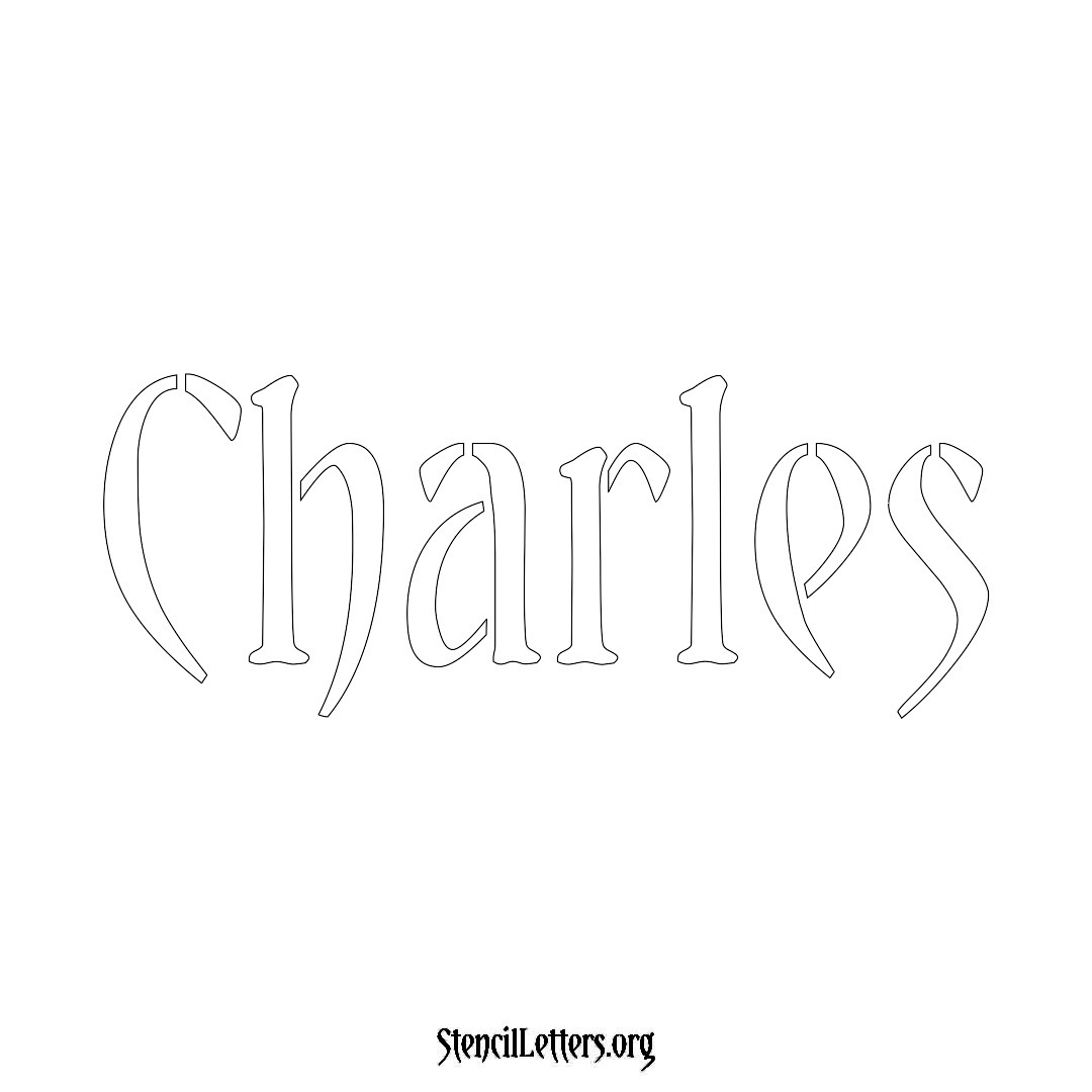 Charles name stencil in Vintage Brush Lettering