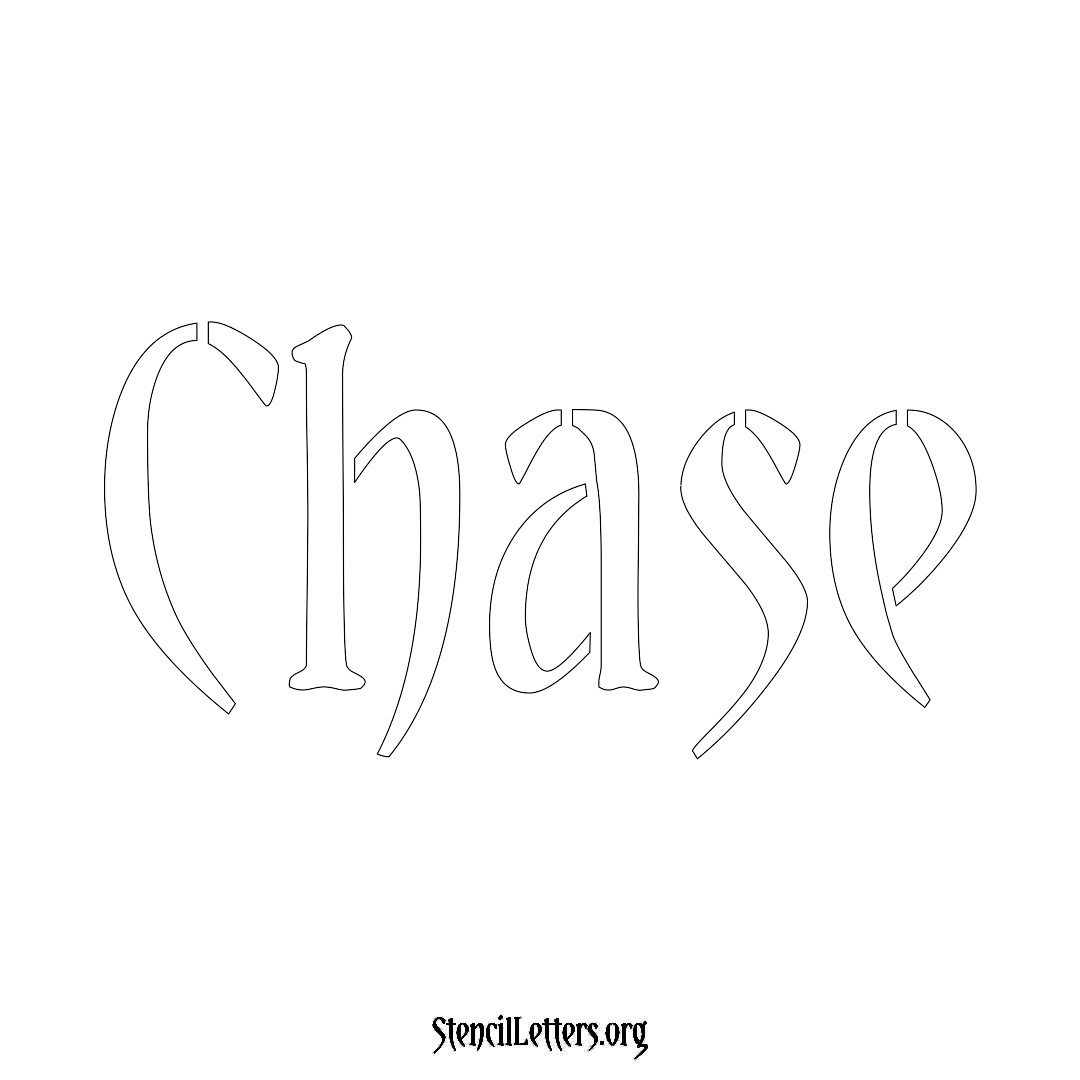 Chase name stencil in Vintage Brush Lettering