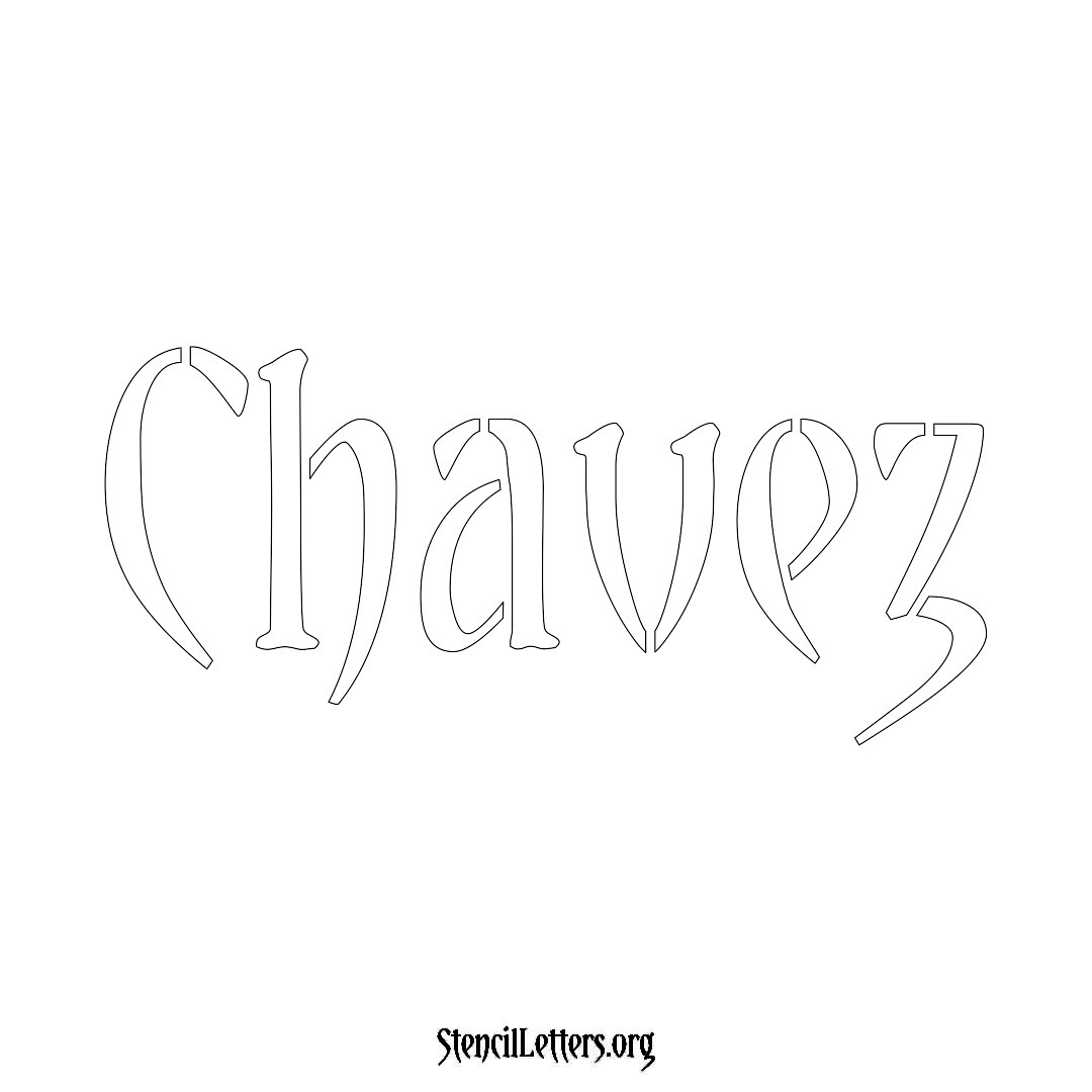 Chavez name stencil in Vintage Brush Lettering