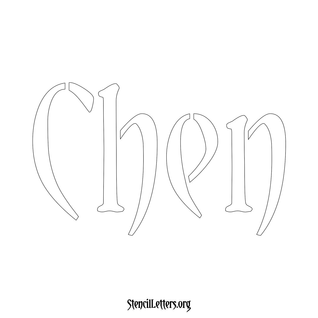 Chen name stencil in Vintage Brush Lettering