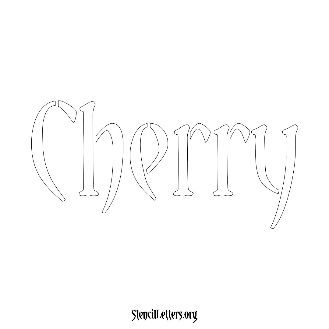 Cherry name stencil in Vintage Brush Lettering