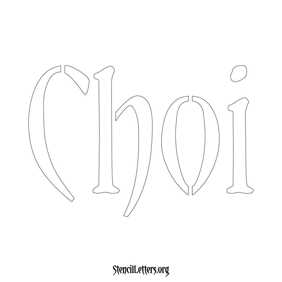Choi name stencil in Vintage Brush Lettering