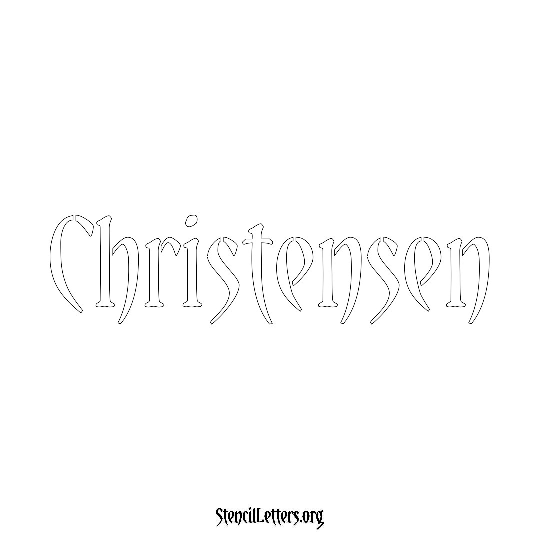 Christensen name stencil in Vintage Brush Lettering