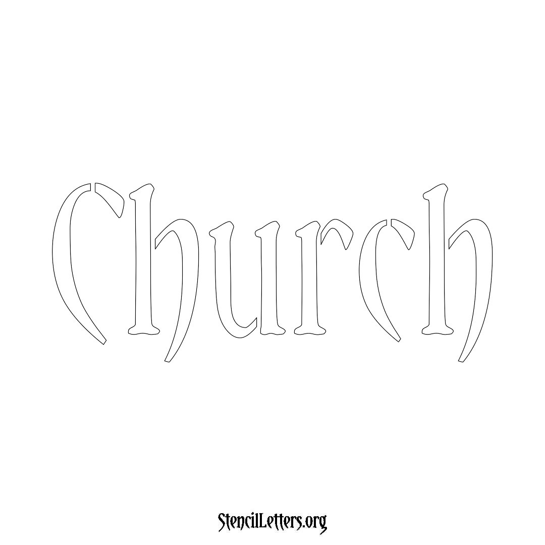 Church name stencil in Vintage Brush Lettering