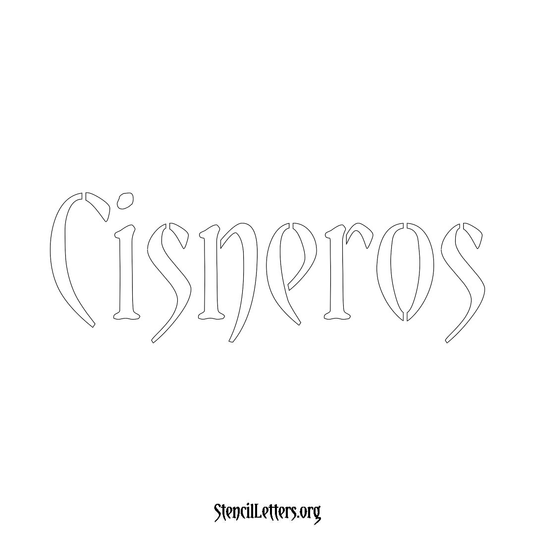 Cisneros name stencil in Vintage Brush Lettering