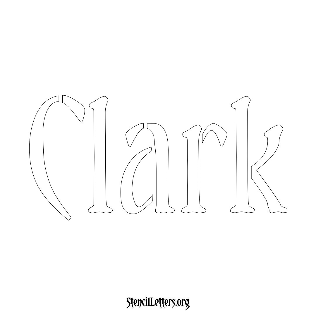 Clark name stencil in Vintage Brush Lettering