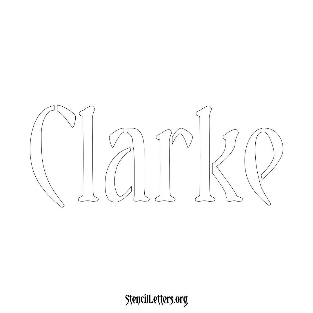 Clarke name stencil in Vintage Brush Lettering