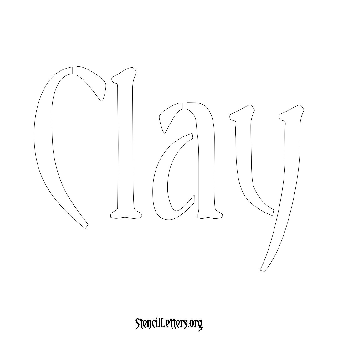 Clay name stencil in Vintage Brush Lettering