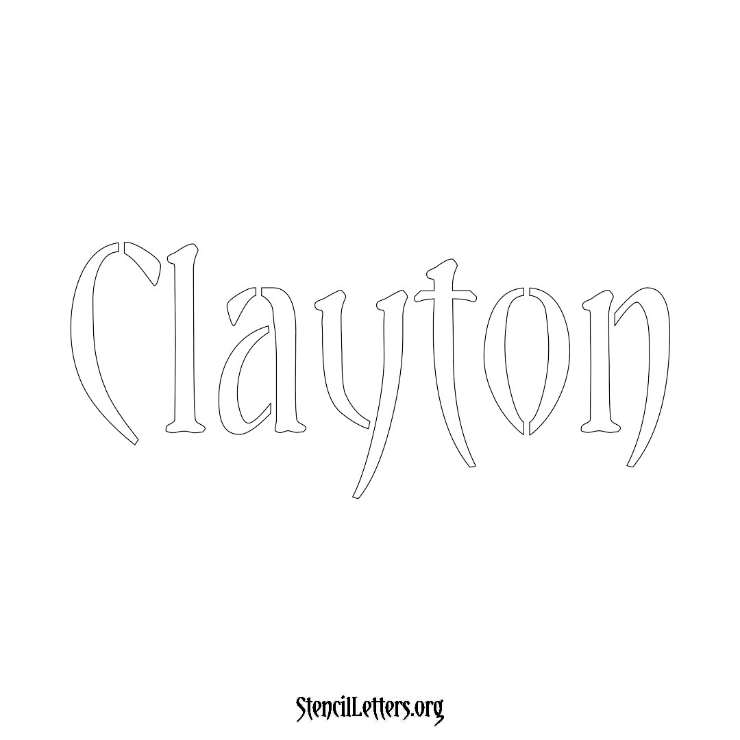 Clayton name stencil in Vintage Brush Lettering