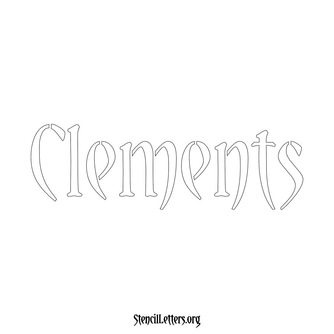 Clements name stencil in Vintage Brush Lettering