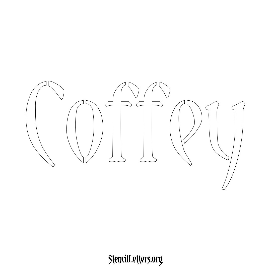Coffey name stencil in Vintage Brush Lettering