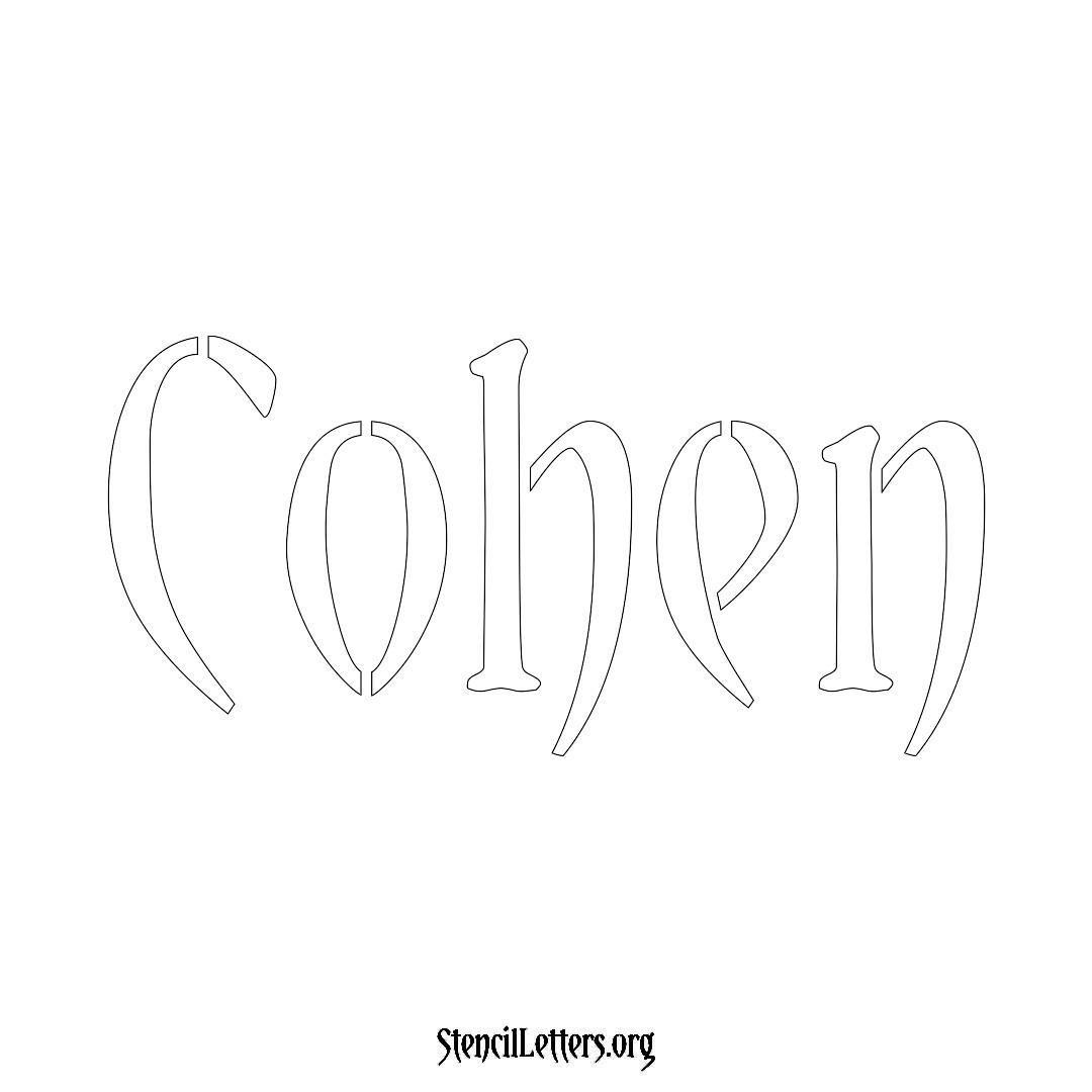 Cohen name stencil in Vintage Brush Lettering
