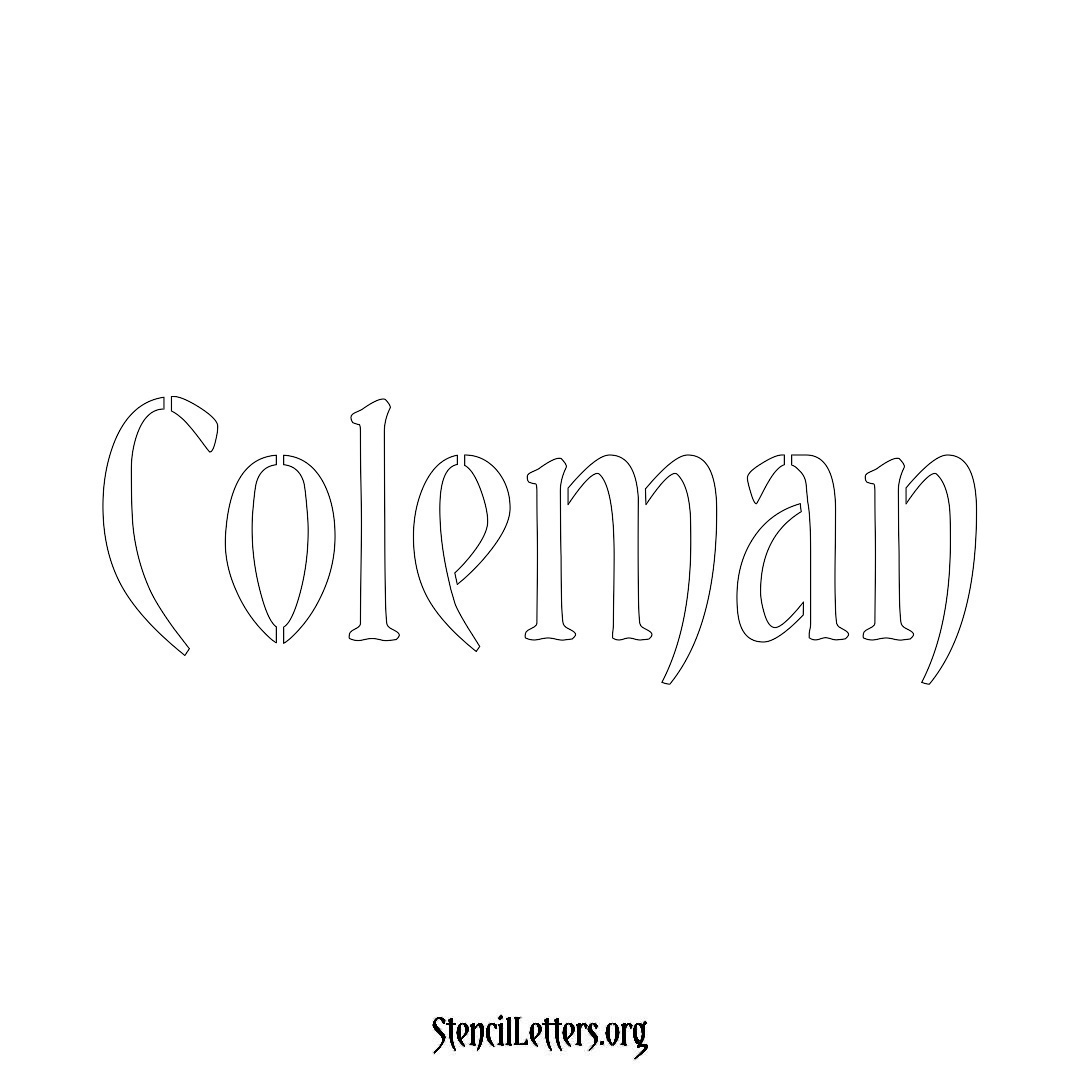 Coleman name stencil in Vintage Brush Lettering