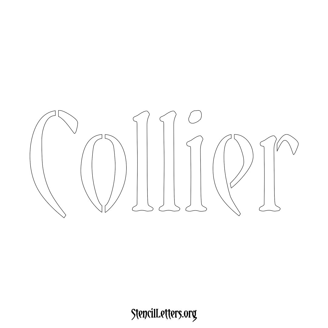 Collier name stencil in Vintage Brush Lettering