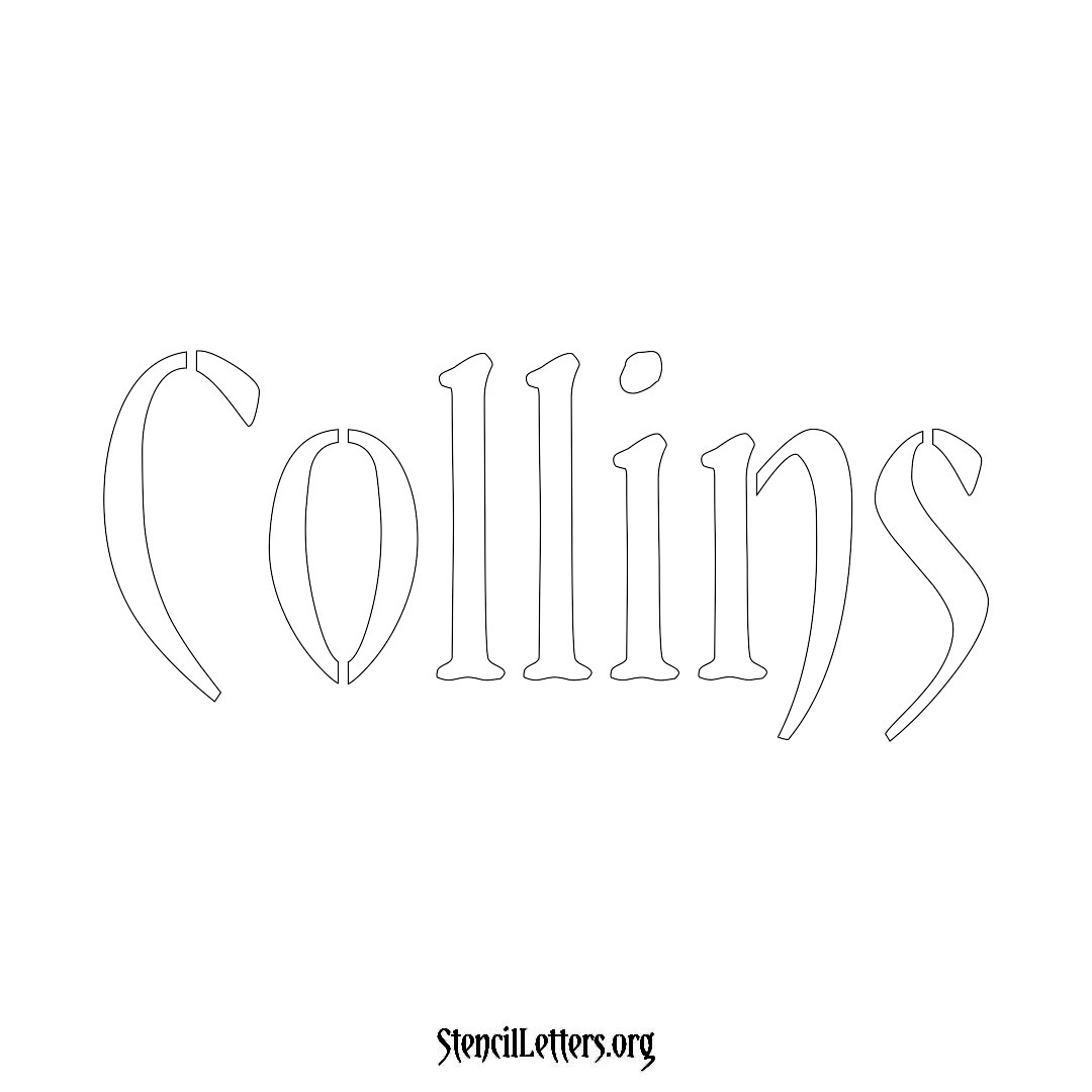 Collins name stencil in Vintage Brush Lettering