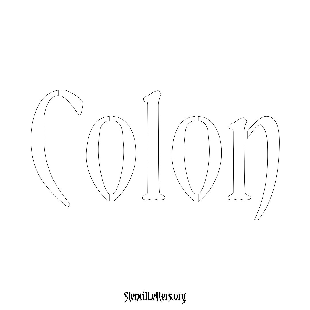 Colon name stencil in Vintage Brush Lettering