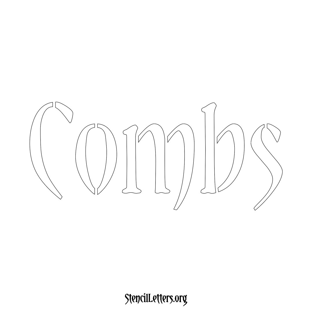 Combs name stencil in Vintage Brush Lettering