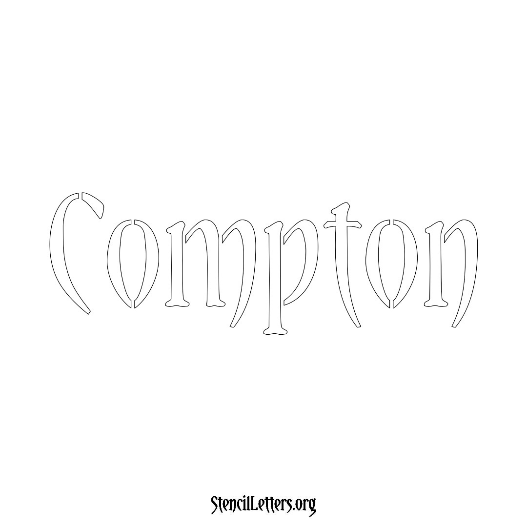 Compton name stencil in Vintage Brush Lettering