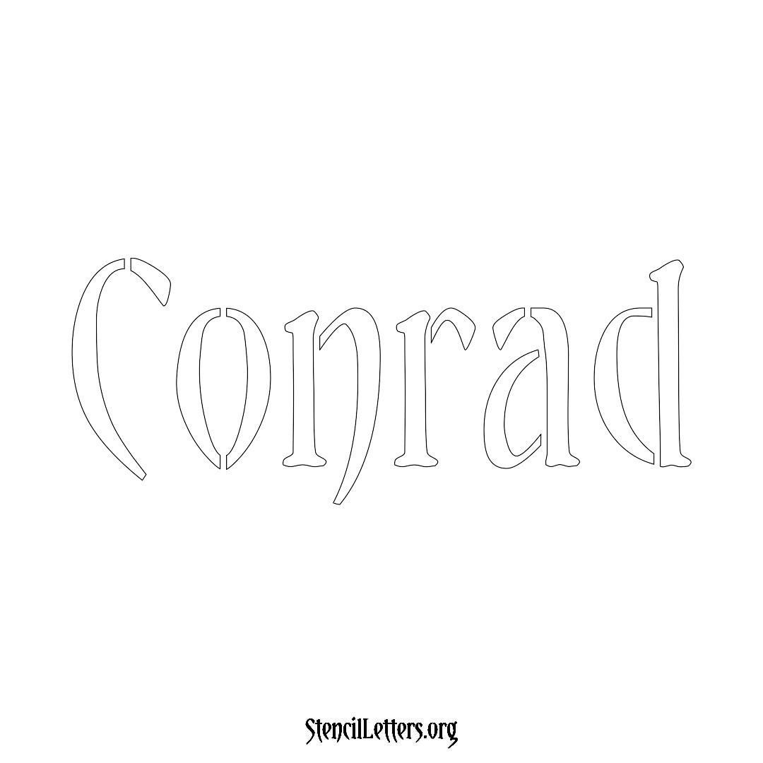 Conrad name stencil in Vintage Brush Lettering