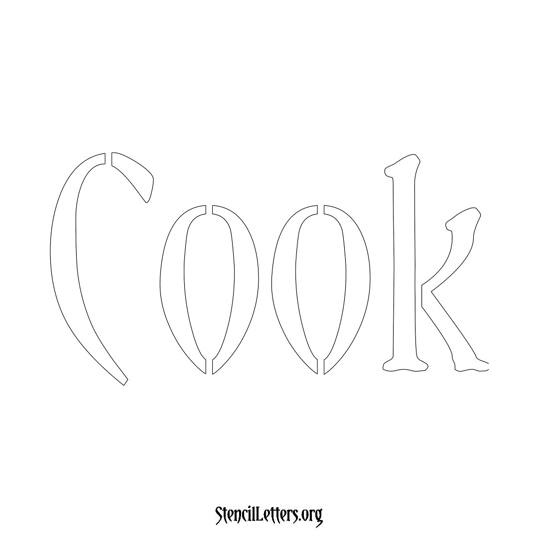 Cook name stencil in Vintage Brush Lettering