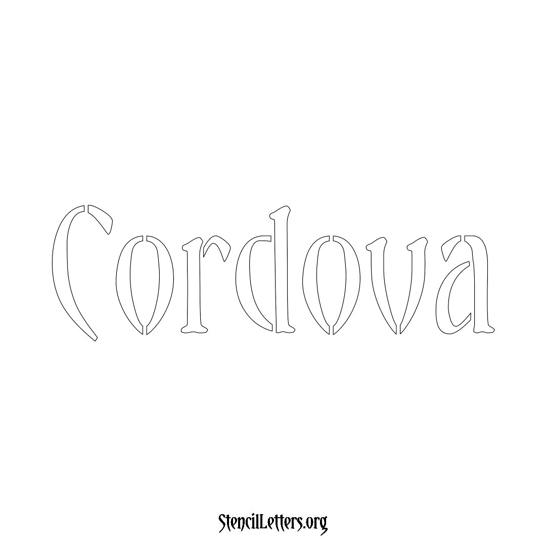Cordova name stencil in Vintage Brush Lettering